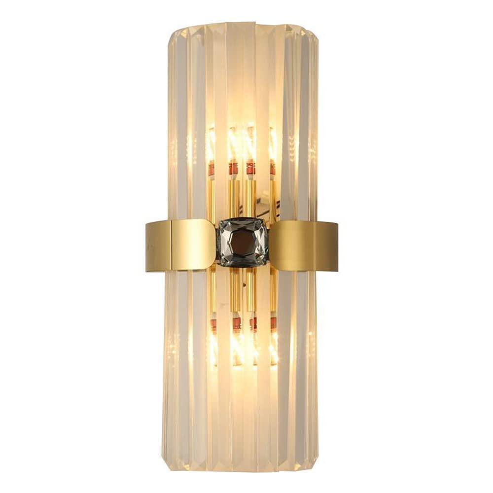 YBIOK Luxury Wall Sconce With Crystal Shade,stainless Steel Bathroom Wall Mount Lamp,Hallway Lighting Fixtures In Matt Gold Finish,gold/brown Sconces