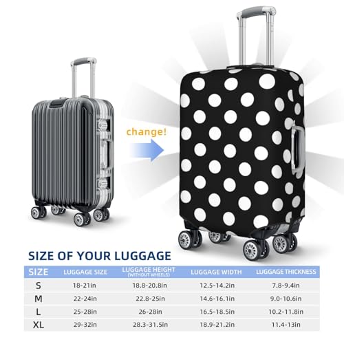 Black And White Polka Dot For Travel Luggage Cover Suitcase Protector Fits 18-32 Inch Travel Luggage Protector Elastic Luggage Anti-Scratch Suitcase Cover4