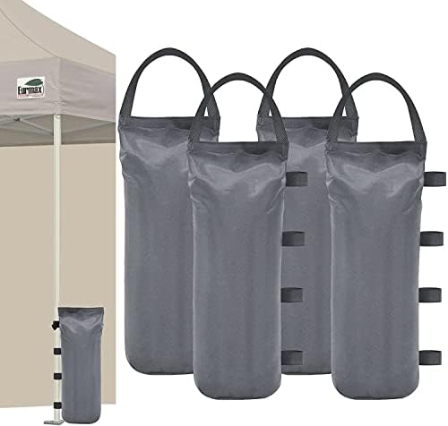 Eurmax USA Weight Capacity 112 LBS Extra Large Pop up Gazebo Weights Sand Bags for Ez Pop up Canopy Tent Outdoor Instant Canopies Pergolas,Sand Bags Without Sand, 4-Pack,(Gray)