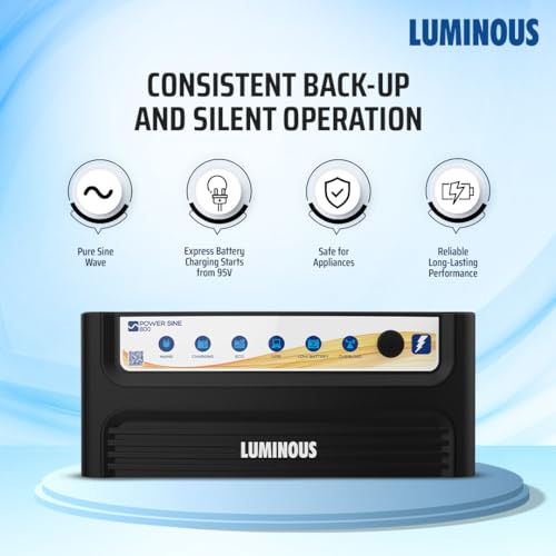 Image of Luminous Power Sine Black 800 Sine Wave Inverter for Home,Office & Shops | 700VA Inverter | Reliable Power Backup | High Performance | Easy Installation | 36 Months Warranty