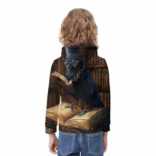 Sweat à capuche steampunk corbeau ado 13-15 ans décontracté - 4