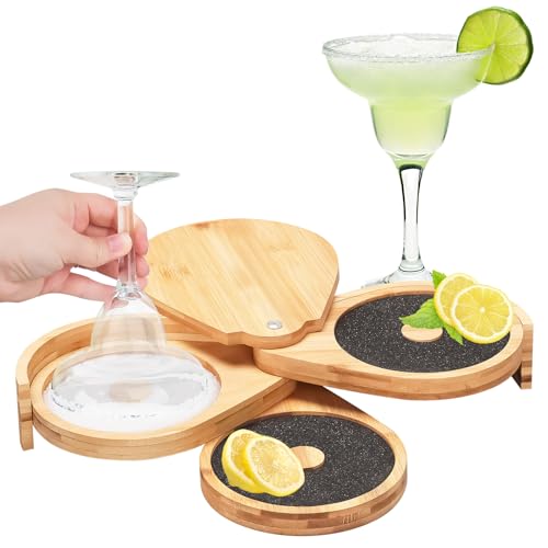Margarita Salt Rimmer Set, 3 Tier Rimmer for Cocktails Bar Glass Rimmer with Lid Bamboo Bar Accessories for Bloody Mary