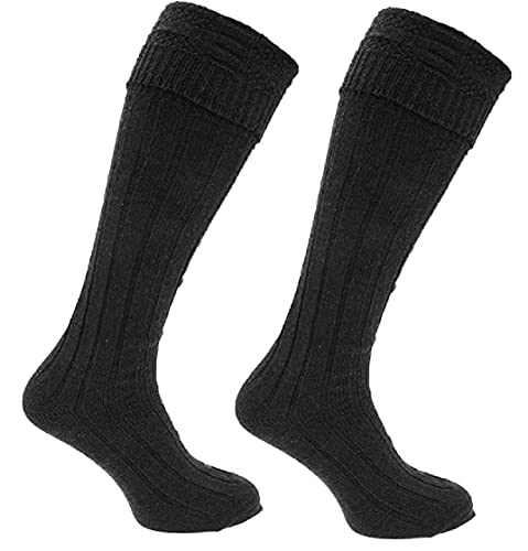 OnlyBee Schottische Kilt-Socken für Herren, 3 Farben, Schwarz , 6-11