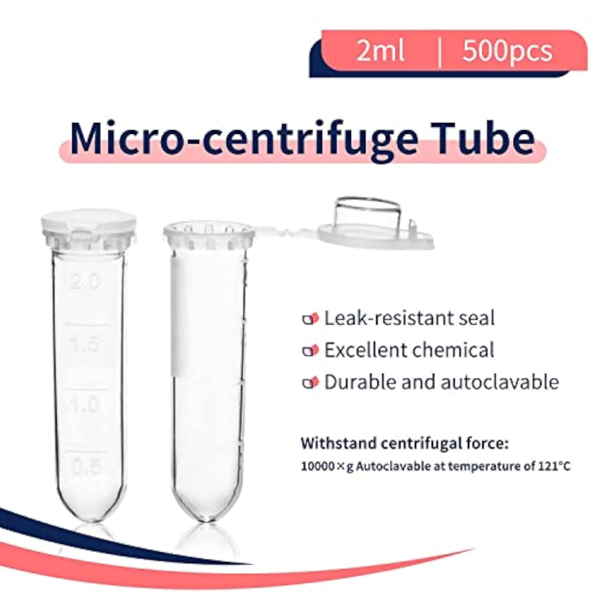 Pack of 500 Micro Centrifuge Tubes, 2.0 ML