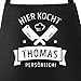 MoonWorks® Grill-Schürze Kochschürze für Männer mit Spruch Hier kocht der Chef persönlich Baumwoll-Schürze Küchenschürze Personalisiert schwarz Unisize