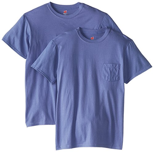 Hanes Men's Nano Premium Cotton Pocket T-Shirt (Pack of 2), Vintage Navy, X-Large