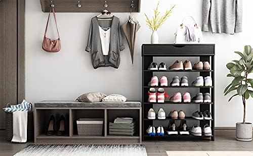 Miniatura 8 de soges Zapatero apilable de 5 niveles, estante de madera resistente para zapatos, organizador de almacenamiento para entrada, dormitorio, sala