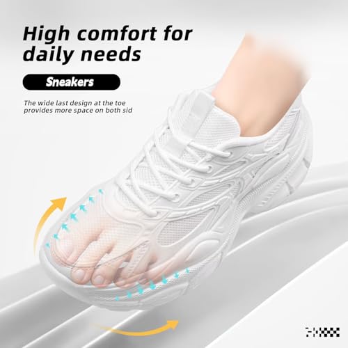 Image of Womems Walking Shoes Running Tennis Fashion Sneakers Athletic Gym Workout Comfortable Breathable Lightweight White