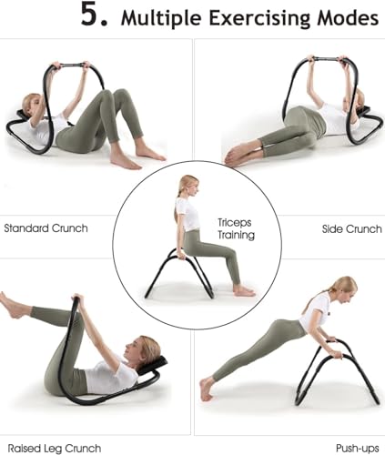 SPORFIT Crunches Ab Equipment, Ab Crunch Roller, Sit-Up Assistant Device, Ab Workout Machines for Home Exercise, Core Strength, Black - Thumbnail 4