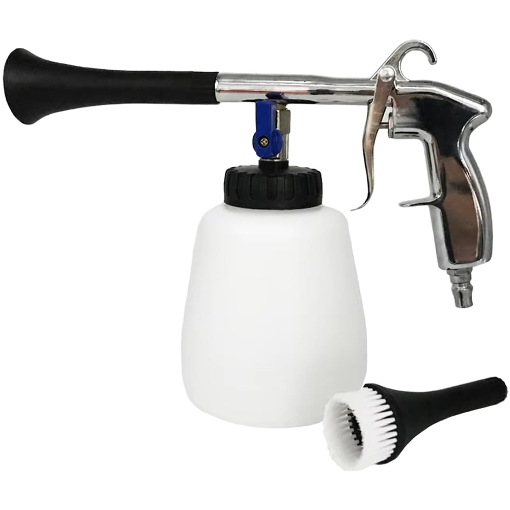 Pistolet do czyszczenia sprężonym powietrzem, 1000 ml, stop aluminium, 6-9,2 bar, z białym zbiornikiem, ergonomiczny uchwyt do warsztatu i elektroniki, lekka konstrukcja 32 cm