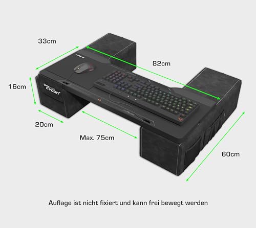 Couchmaster CYCON² Titan Black Edition, Bureau de Jeu pour Souris et Clavier (pour PC, PS4/5, Xbox One/Series X), Bureau Ergonomique pour canapé et lit, Cuir Nappa, Titan véritable – vue 4