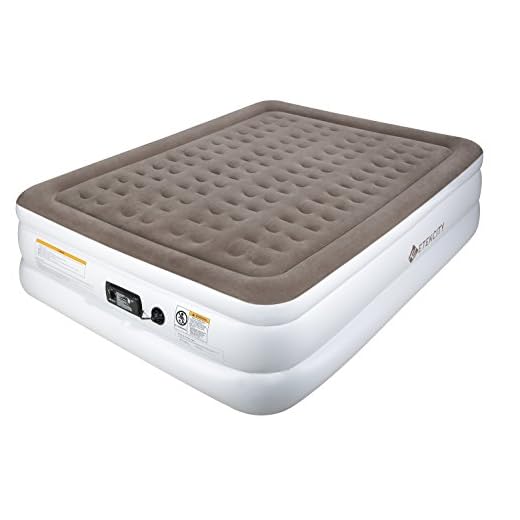 Etekcity Queen Szie Air Mattress Blow Up Elevated Raised Guest Durable Bed Inflatable Airbed Tent Mattress with Built-in Pump, Height 22", 2 Year Warranty
