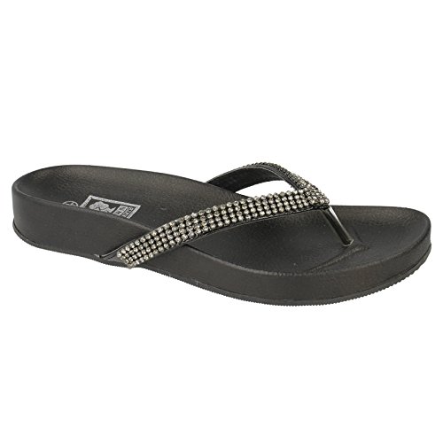 Down To Earth - Sandalias/Chancleta Modelo Diamante para Mujer (37 EU) (Negro)