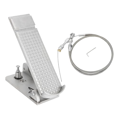 WIKIBB Universal Aluminum Throttle Gas Pedal Assembly with Silver Heavy Duty Cable for Custom Cars Street Rods & Off-Road Vehicles (2.5x6 Inch)