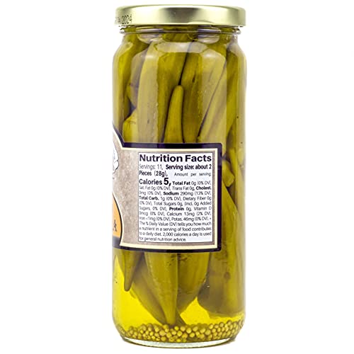 Amish Wedding Foods Pickled Mild Okra 16 oz. Glass Jar