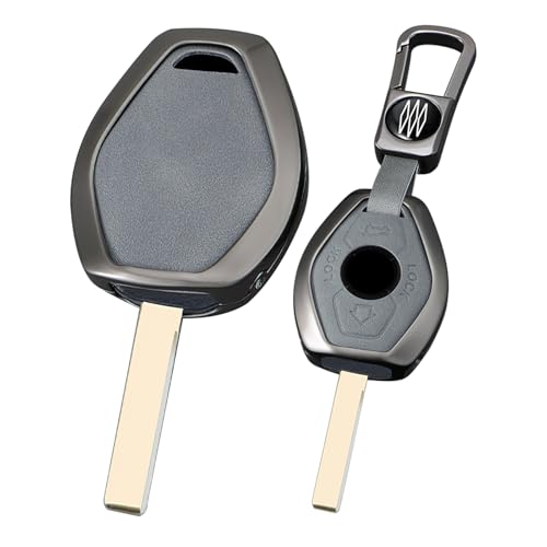 Funda para llave BMW de piel gris y metal ontto con 4 botones para E46 E39 X5