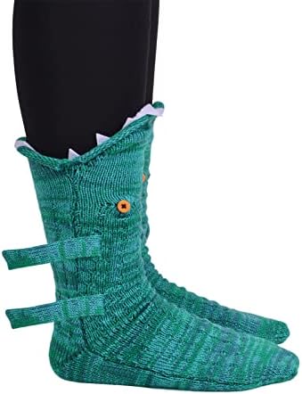 MoneRffi Knit Crocodile Socks for Women Men,Funny Cute Cartoon Animal Floor Socks,Novelty 3D Whimsical Alligator Thick Knit Winter Warm Socks for Unisex Gifts