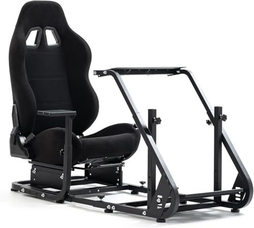 Dardoo Racing Simulator Cockpit with Black Gaming Chair Mountable Monitor Stand Fits for Logitech G29, for Thrustmaster, for Fanatec for Xbox Steering Wheel Stand Not Include Wheel, Pedal and Shifter