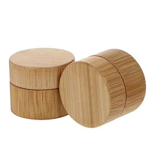 LALADEFIEE 2 pièces Pot en Bois pour Cosmétique Petits Contenants Rechargeables pour Crème Visage Pots Légers et Compacts Adaptés Au Voyage et Au Rangement Beauté
