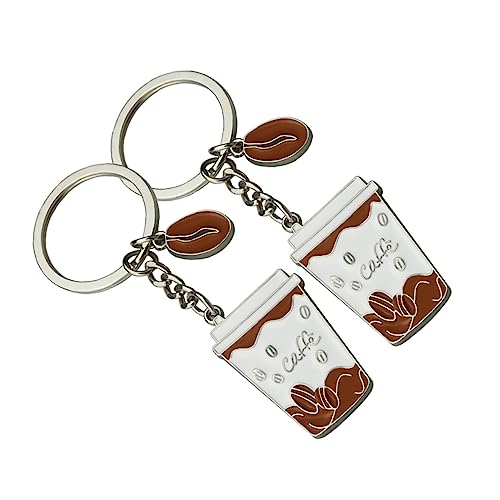 ANDRESLAD 2 Piezas taza de café llavero muñeca llavero café llavero novedad decoracion coche decoración coche carteras para hombre llavero taza de cafe llavero colgante Material Metálico