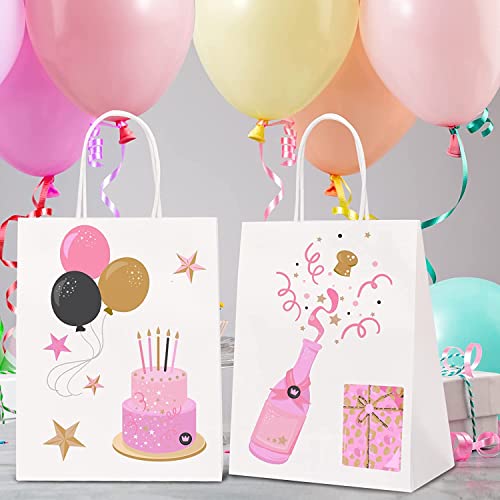 Image of RanGit Bhumi Gift Bags- 8x10x4 in 50pcs Small White Kraft Paper Bags with Handles for return Gifts- Shopping Retail Paper Carry Bag, Party Favor Gifting covers, Disposable, Recyclable (8x10x4 in White, Pack of 50)