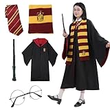 [トレンディモール] ハリーポッター 大人用 グリフィンドール 5点フルセット (ローブ 眼鏡 ネクタイ 魔法の杖 マフラー) S-M サイズ コスチューム 男女共用 衣装セット ハロウィン USJ ユニバ 男性 女性 大人 2025