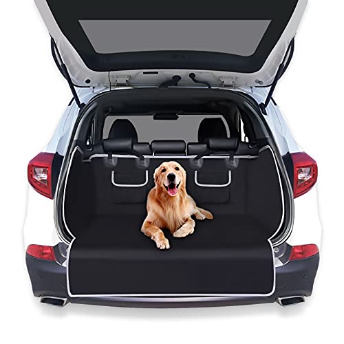 Protection Coffre Voiture Chien, Imperméable Couverture antidérapante pour chien de coffre de voiture avec protection latérale et protection de pare-chocs, 185 x 105 cm & 2 Grandes Poches Cover