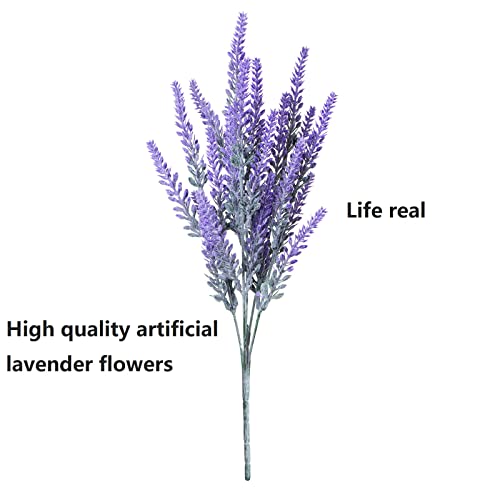 Artificial Lavender Flowers With Hanging Basket, Faux Silk Lavender Plants In Baskets For Home Decoration Outdoor Garden Yard Patio, 14 Bundles With Baskets #TOP4