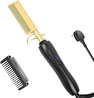 Hot Comb, Electric Hair Straightener, Aibeau Hair Straightening Curly Quick Heated Comb for Afro Hair Women, Hair Straightener for Wet and Dry Hair