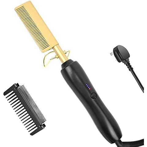 Hot Comb, Electric Hair Straightener, Aibeau Hair Straightening Curly Quick Heated Comb for Afro Hair Women, Hair Straightener for Wet and Dry Hair Cover