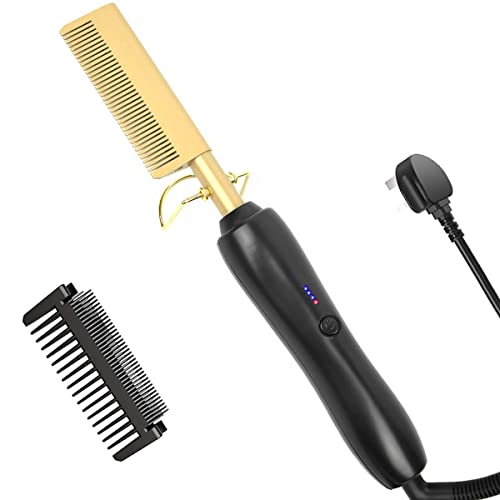 Hot Comb, Electric Hair Straightener, Aibeau Hair Straightening Curly Quick Heated Comb for for Afro Hair Women, Hair Straightener for Wet and Dry Hair