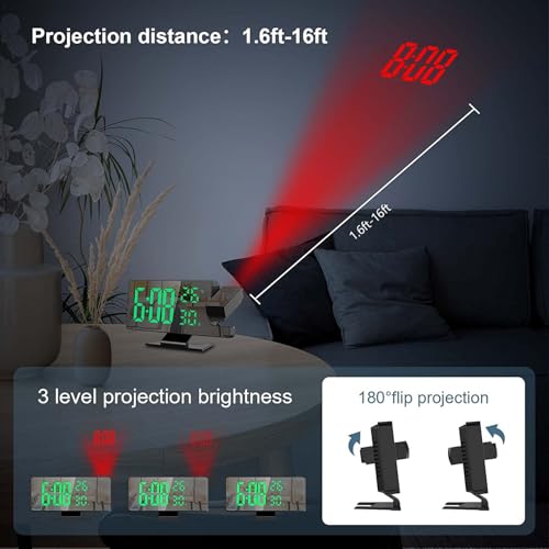 Generic Digital Projection Alarm Clock With Temperature And Humidity Display thumb #2
