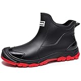 Gugifcto Gummistiefel Herren,Gummistiefel Damen Kurze,Halbhoch Stylische Boots Wasserdicht rutschfest Geeignet Regentag Rutschiger Boden Gartenschuhe Red40EU
