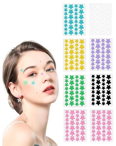GRETY 320 Pezzi Cerotti Brufoli, 3 Taglie(14/12/10 mm) Pimple Patch Brufoli Idrocolloidi Stella Acne Patch Impermeabile con Olio Dell'Albero Del Tè e Acido Salicilico Pimple Patches Giorno e Notte