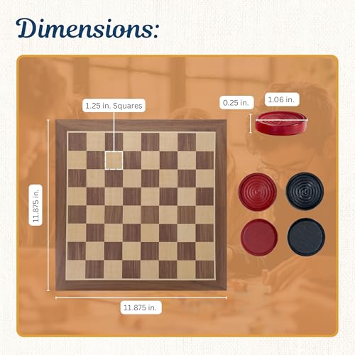 Juego de Mesa Old School Damas de Madera 12 Pulgadas miniatura 2