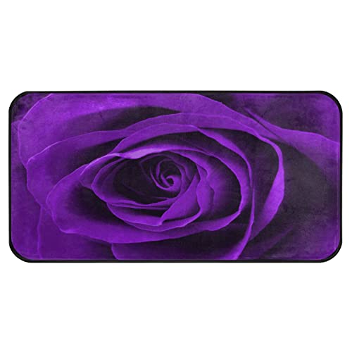 Naanle Purple Rose Kitchen Floor Mat Flower Rose Non Slip Absorbent Comfort Standing Mat Kitchen Runner Rug for Hallway Entryway Bathroom Living Room Bedroom 39 x 20 inches