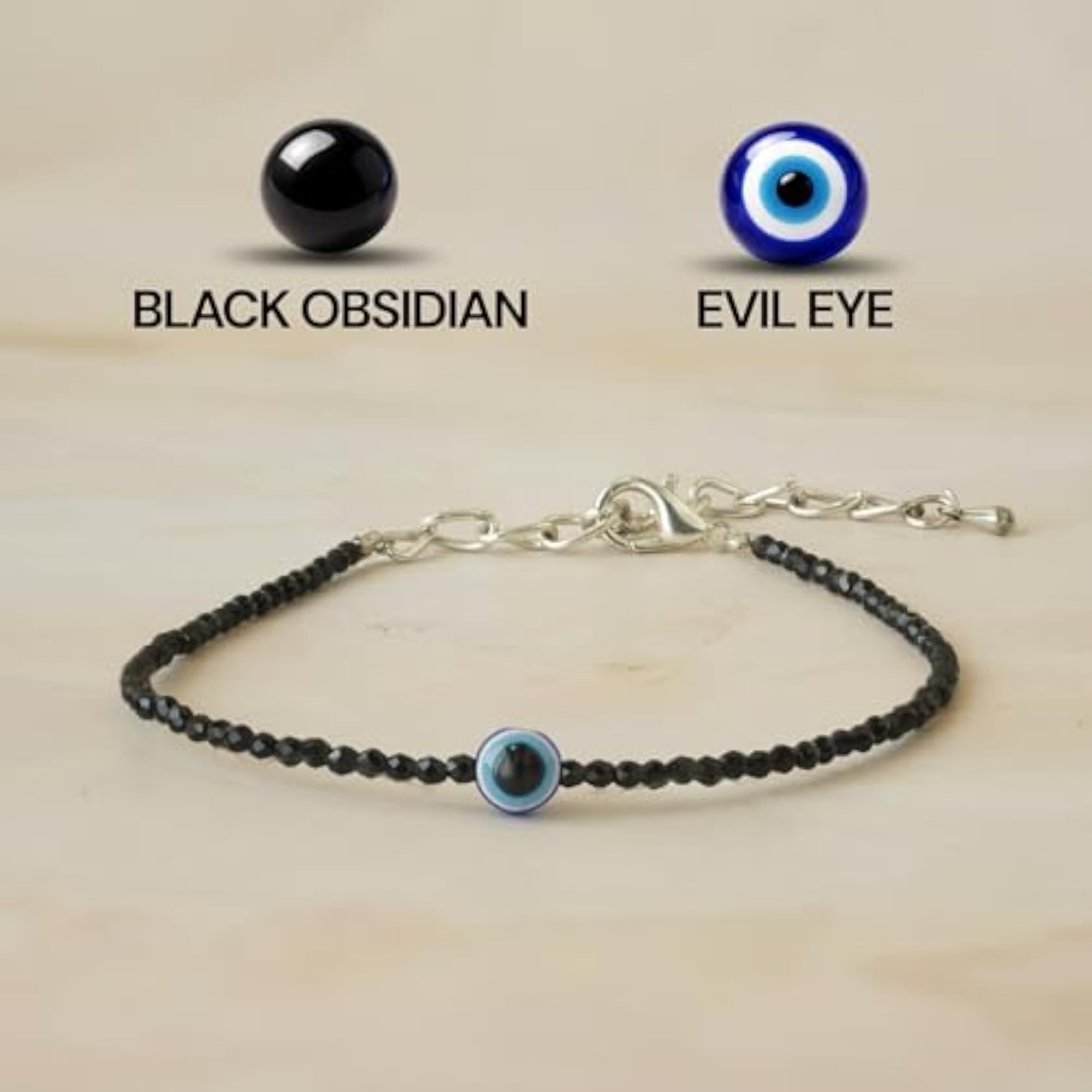 Women's Evil Eye Obsidian Anklet, Protection Bracelet