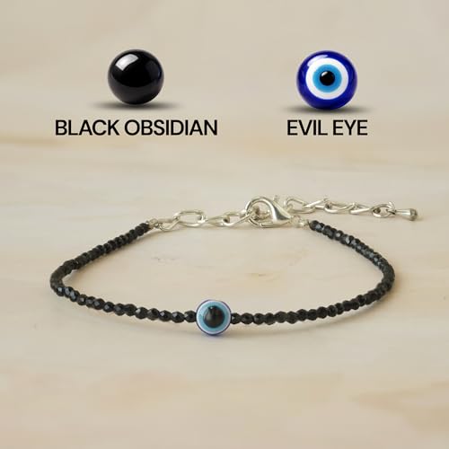 Image of Japam Evil Eye Anklet for Women | Black Obsidian Nazar Anklet | Protection from Negative Energy | Stylish Daily Wear Foot Bracelet