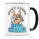 Next Level Real Schule Tasse Zum Schulwechsel, 11 Oz Keramikbecher Beidseitig Bedruckt, Geschenk Für 5. Klasse Einschulung, Schultüte 5. Klasse, Abschluss Weiterführende Schule Geschenk(Schwarz)