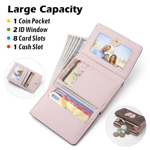 Cute Wallets for Women Girls Wallet for Teens Small Card Holder Wallet Leather Trifold Change Purse Ladies Mini Short Coin Purse (Brown)3