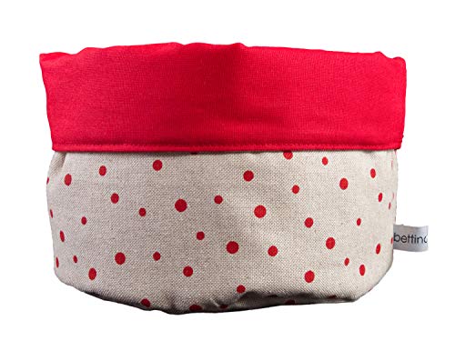 bettina bruder - Stoffkörbchen Punkte Pünktchen rot beige - Brotkorb Utensilo