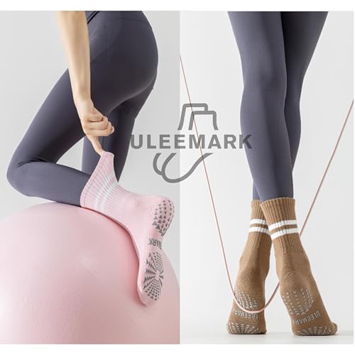 ULEEMARK Womens Pilates Non slip Yoga Socks Dance Gym Exercise Ankle Socks4