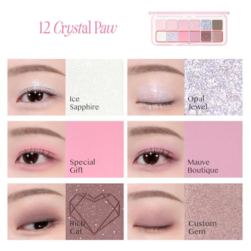 Image of CLIO Pro Eye Palette Air, 12-Color Matte & Shimmer Eye Shadow, Air-Fit Pigmented Buildable Color, Low Fallout, Cool Light Neutral Tone for Daily Makeup, Safe for Sensitive Eyes (12 CRYSTAL PAW)
