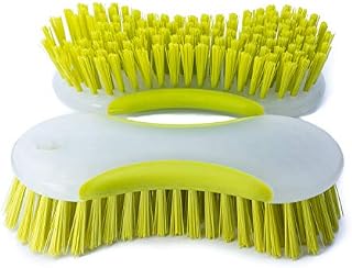 NCaan 2Pc Durable Household Scrubbing BrushesStiff Bristle BrushNon-Slip Soft GripFloor scrub brushStiff Hand BrushCarpet BrushGrout Cleaning BrushColours May Vary (Assorted)