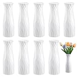 10 Pack White Composite Plastic Flower Vase Unbreakable Tall Conic Floral Vase for Wedding Party Living Room Home Decor Centerpieces