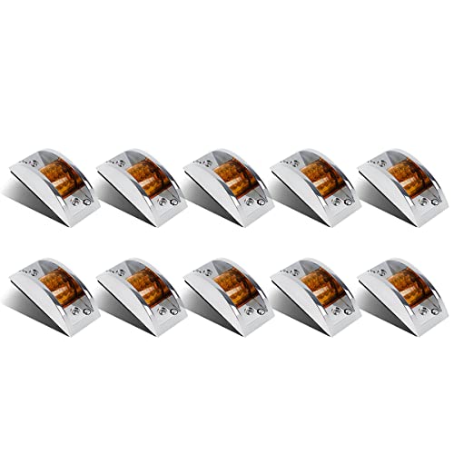 Partsam 10Pcs Armored Trailer Led Clearance And Side Marker Lights Amber 12Led Sealed - Chrome Plastic Housing #TOP16