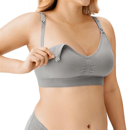 Image of HBselect Women Maternity Bras 5 Pack Nursing Bras for Breastfeeding Seamless Pregnancy Sleep Bralette with Extra Extenders