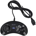 16 Bit Game Controller, Small Ergonomic Gamepad for Genesis, TurboBoost Function, Compact and Lightweight, with Long Connecting Cable, for Game Console