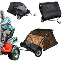 Tow Behind Lawn Sweeper, 44-Inch Yard Sweeper Pull Behind, 25 cu. ft Large Capacity Leaf & Grass Collector,Adjustable Brush Height&Dumping Rope Desig for Yard,Lawn,Farm,Sidewalk