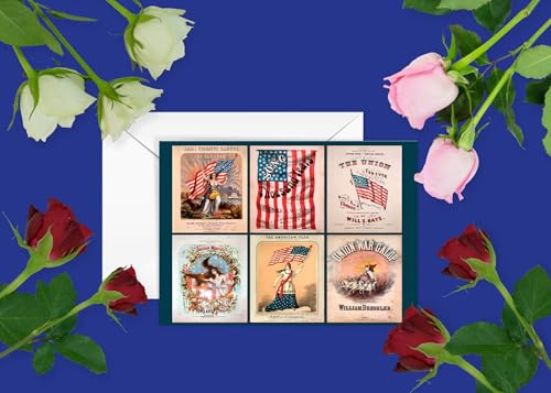 Image of Stonehouse Collection, Assorted Historical Civil War Cards, Patriotic Note Cards, 12 Cards and Envelopes - Made in the USA (Assorted)